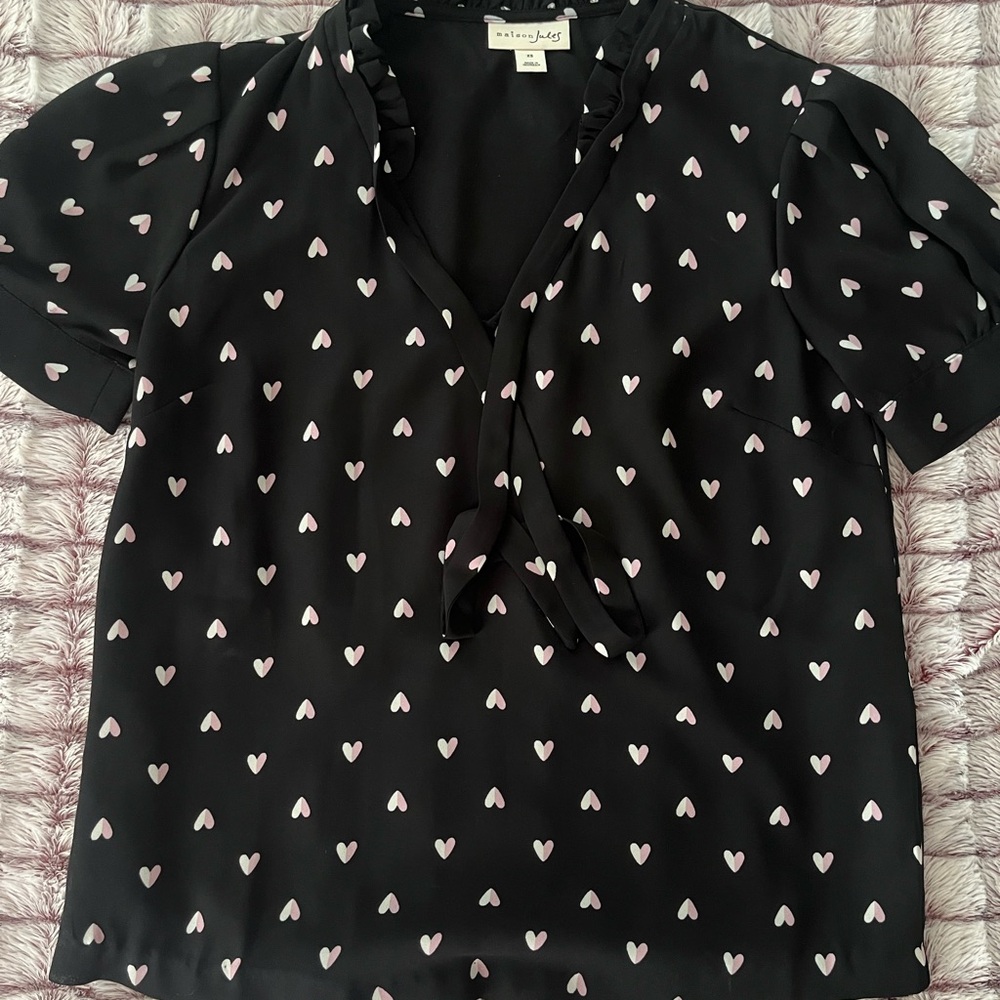 Black Heart Print Women's Top